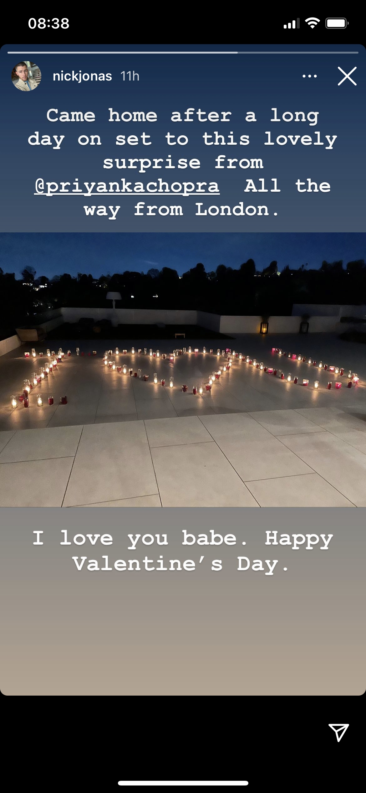 nick jonas candles priyanka valentine's day