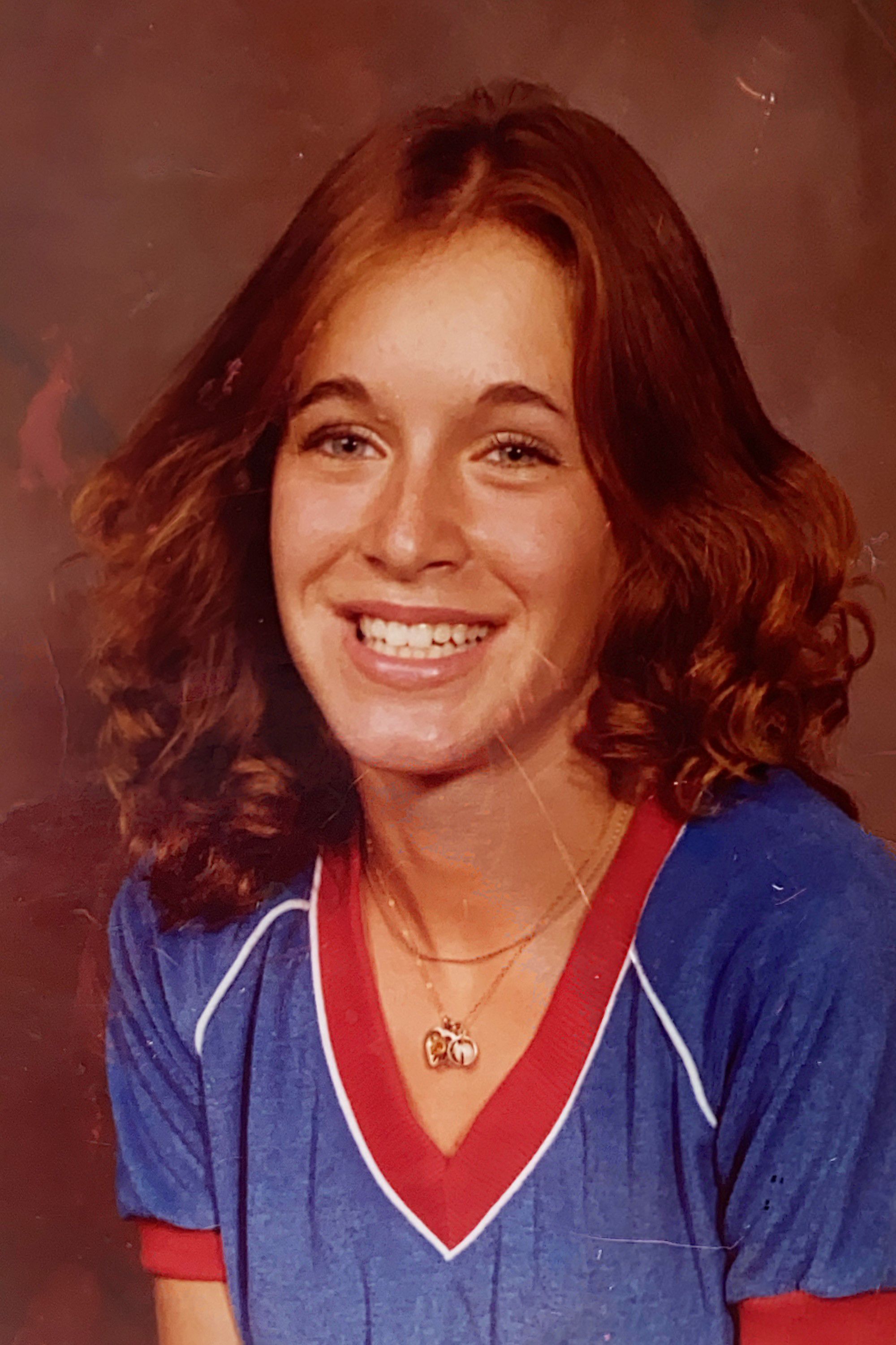 Melissa and Doug cofounder Melissa Bernstein wears a V-neck blouse in a picture from her teen years.. lifelines author and melissa and doug cofounder melissa bernstein