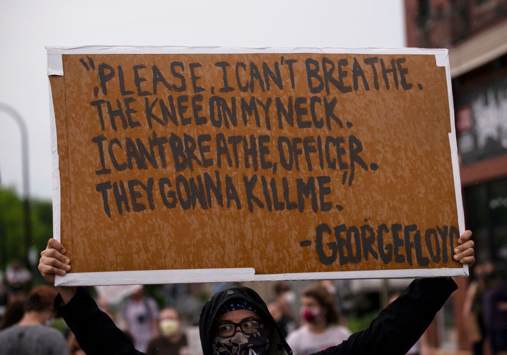 'i can't breathe' protest held after man dies in police custody in minneapolis