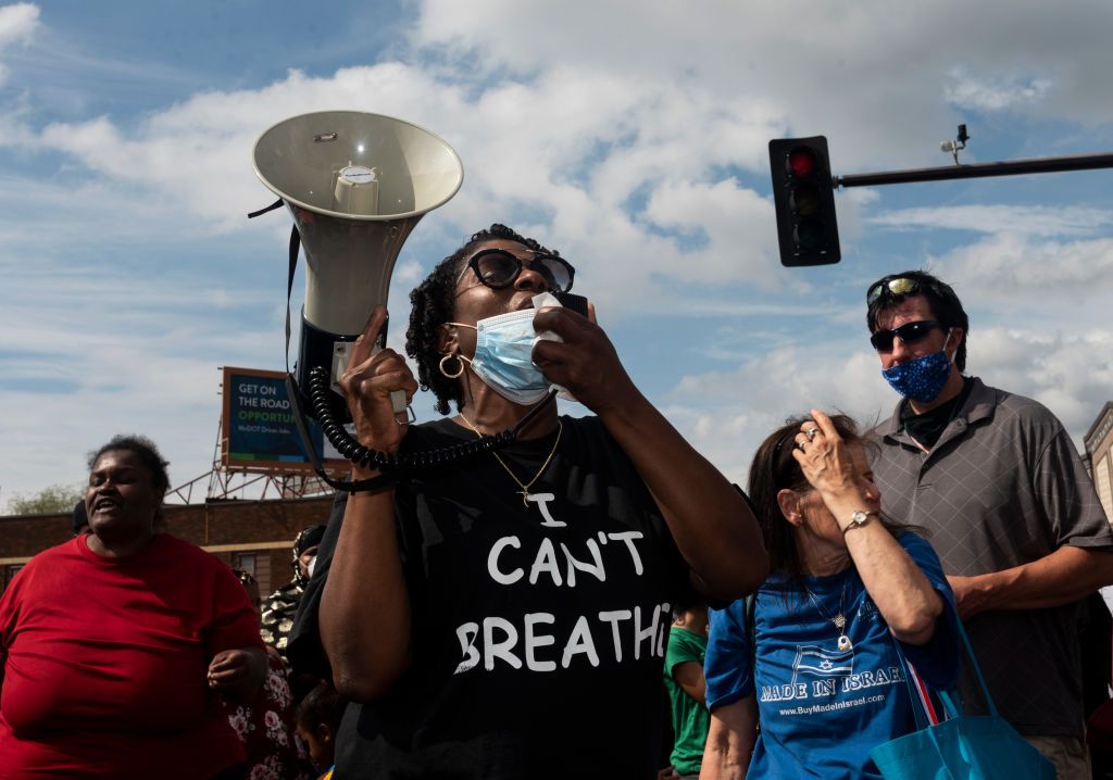 'i can't breathe' protest held after man dies in police custody in minneapolis