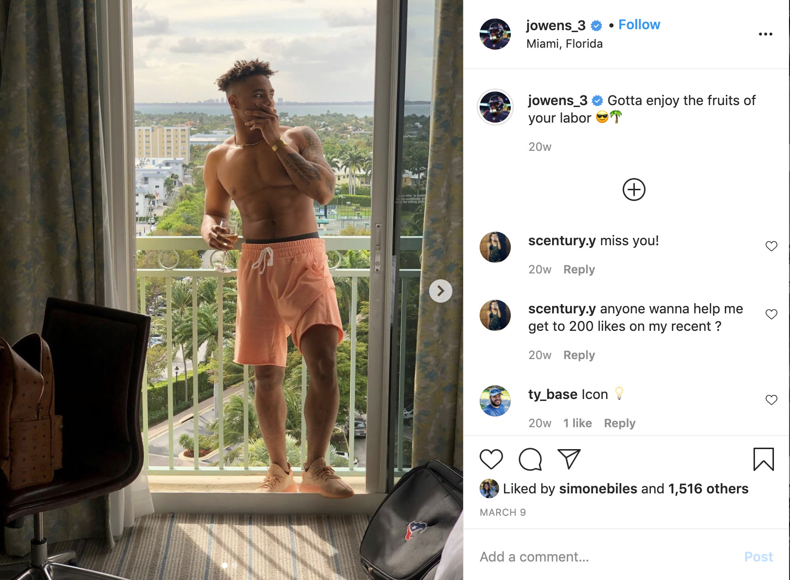 the second owens instagram that biles liked