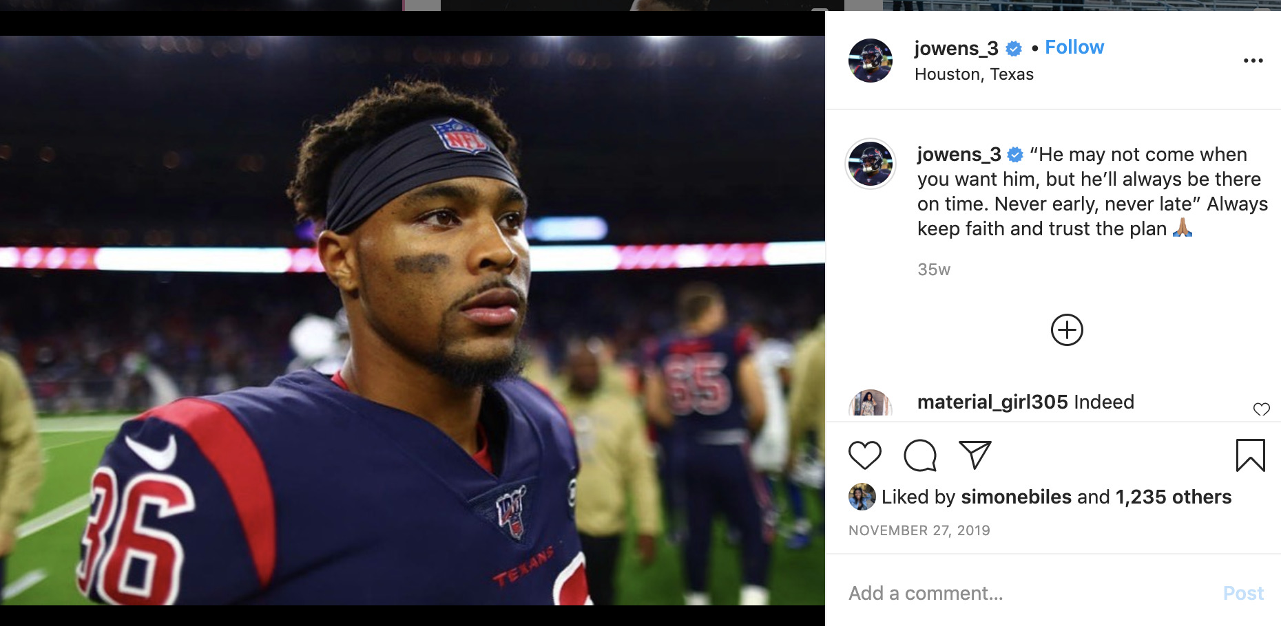 the first owens instagram that biles liked