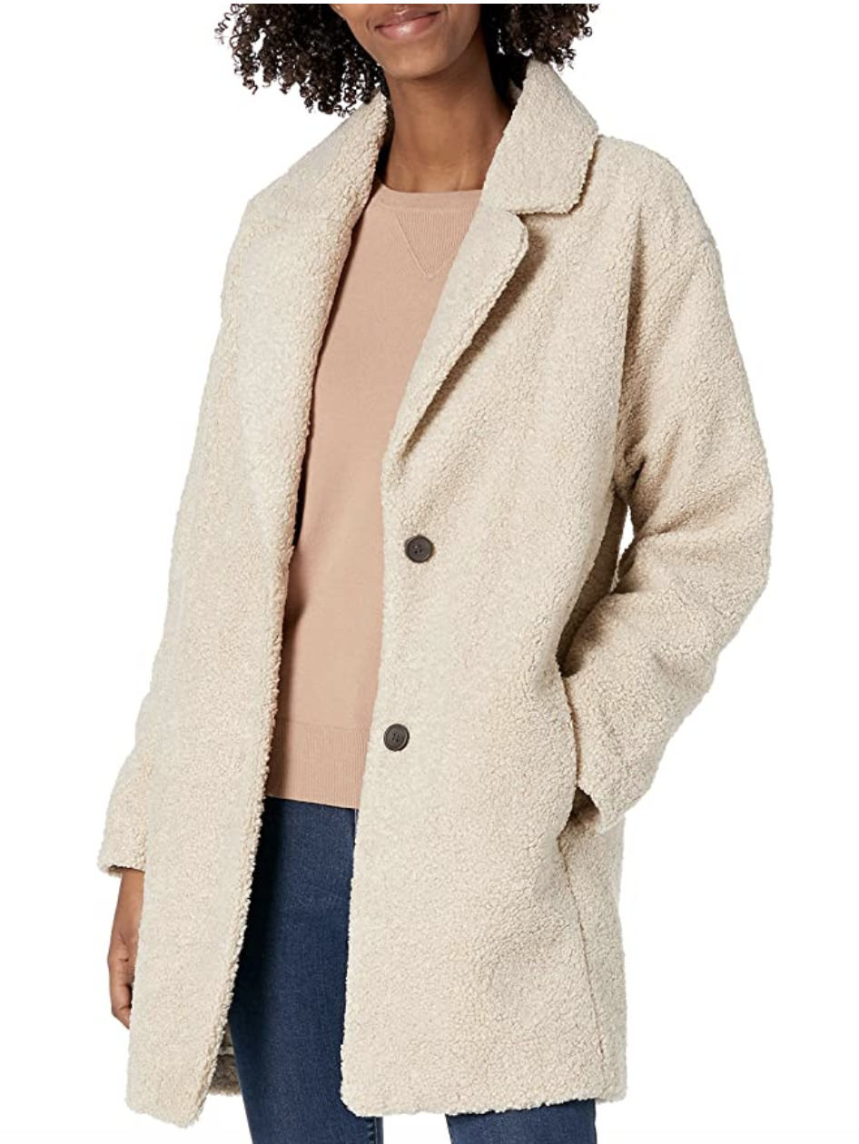 Daily Ritual Women's Teddy Bear Fleece Lapel Coat