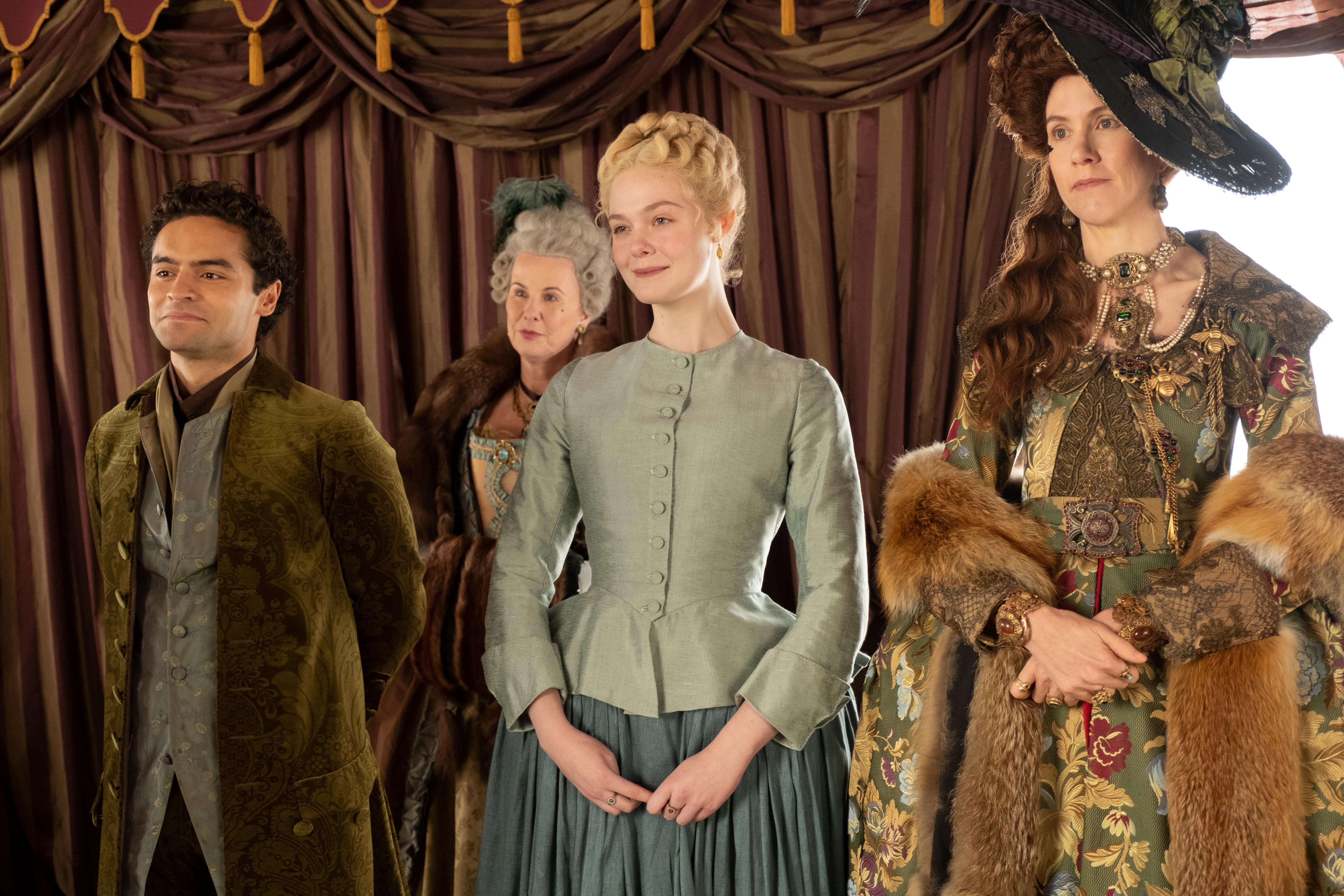 the great and you sir, are no peter the great episode 103 catherine, orlo and marial continue their coup planning they try to recruit an unhappy military general, velementov, for their cause during palace celebrations honoring peter’s late father, peter the great peter, noting catherine’s unhappiness at court, gifts catherine a sterile lover, leo she’s hesitant at first, but leo manages to charm her leo sebastian de souza, catherine elle fanning and elizabeth belinda bromilow, shown photo by ollie uptonhulu