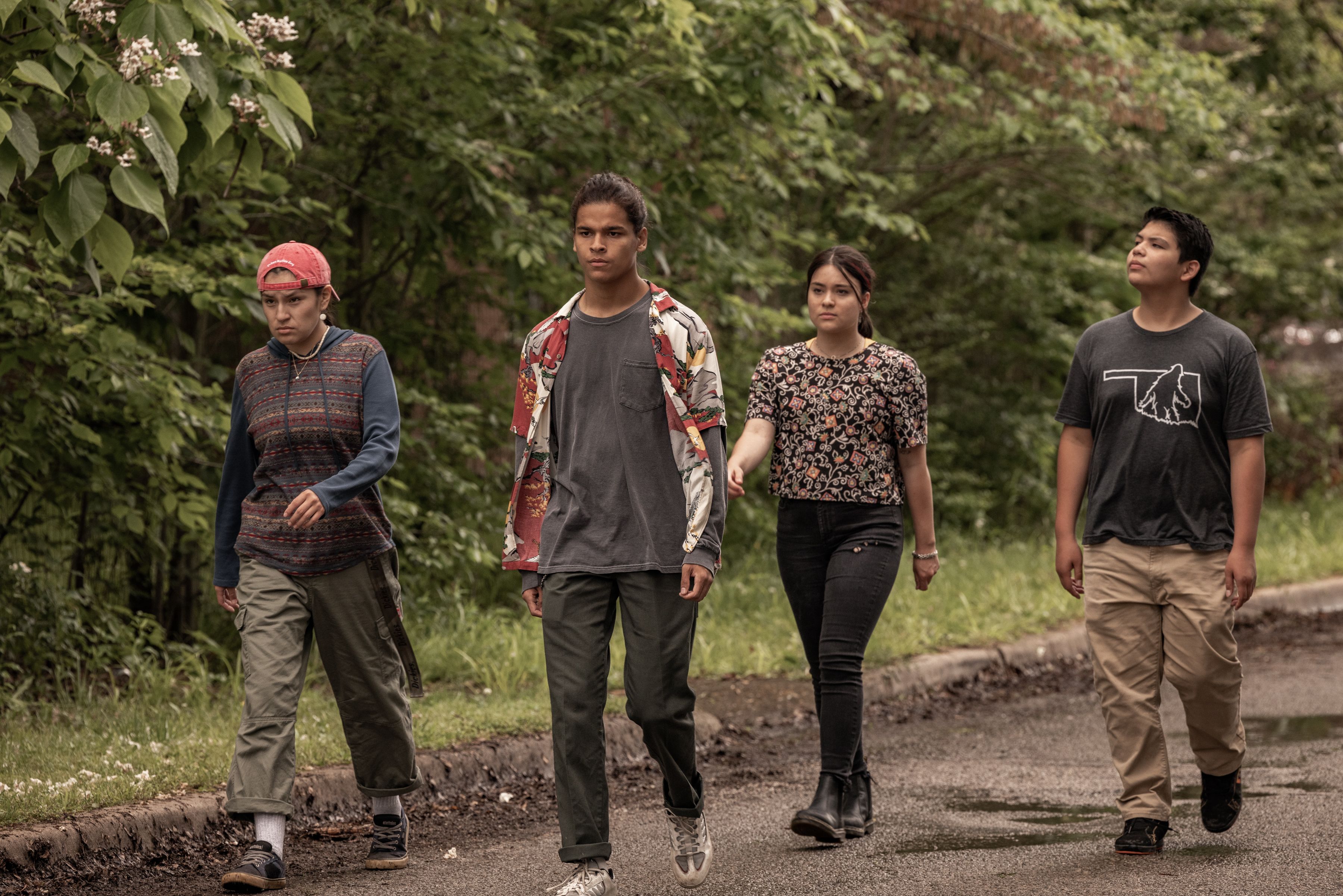 reservation dogs “satvrday'” episode 8 airs, monday, september 20 pictured l r paulina alexis as willie jack, d'pharaoh woon a tai as bear, devery jacobs as elora danan, lane factor as cheese cr shane brownfx