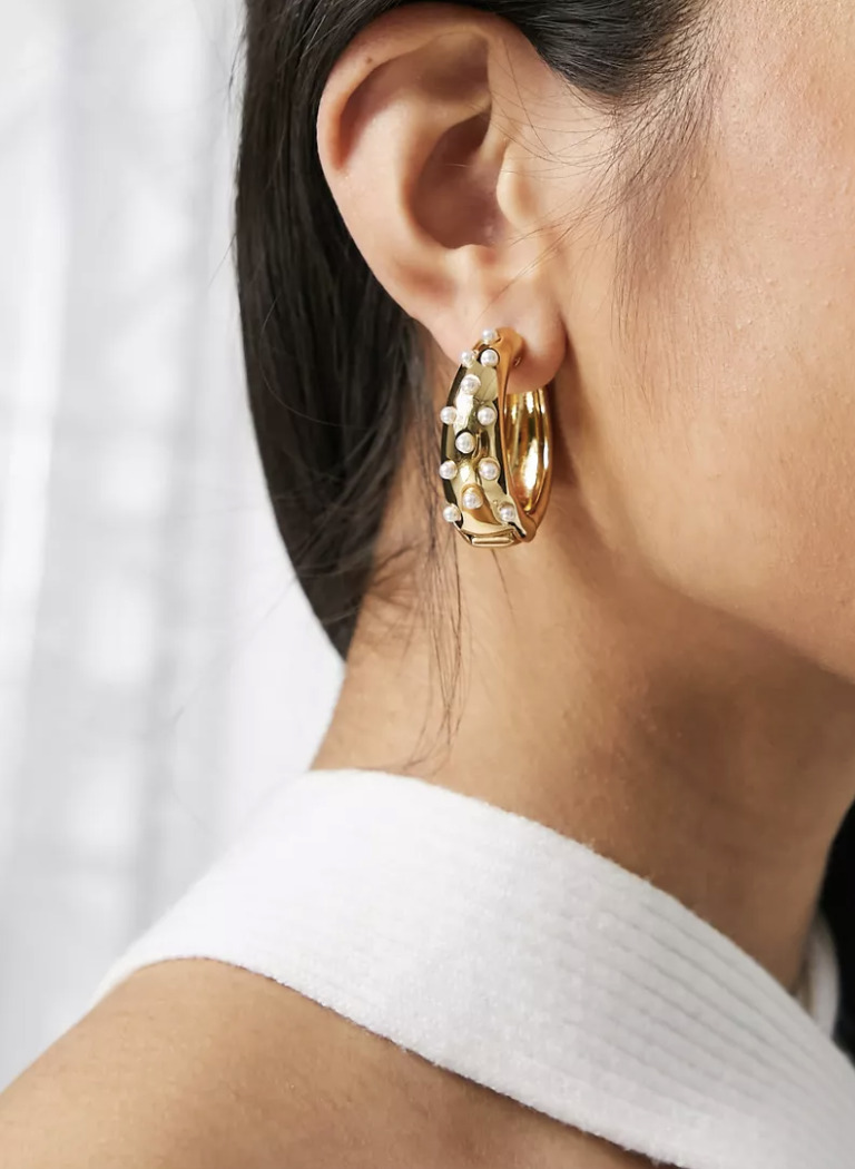 Pearl Hoop Earrings Pearl Hoop Earrings