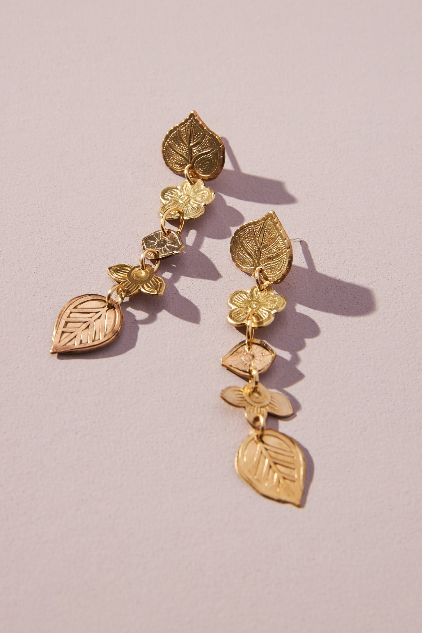 We Dream In Colour Linear Leaf Drop Earrings We Dream In Colour Linear Leaf Drop Earrings